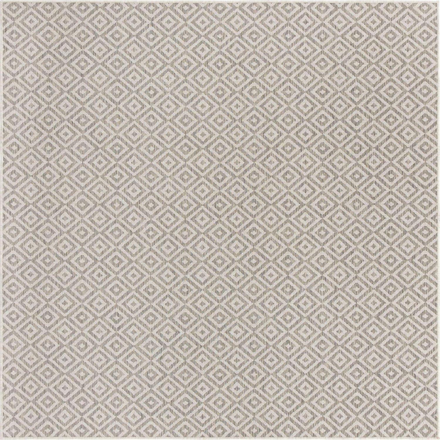 Costa Rica Inspired 7'10" Square Light Gray Outdoor Rug