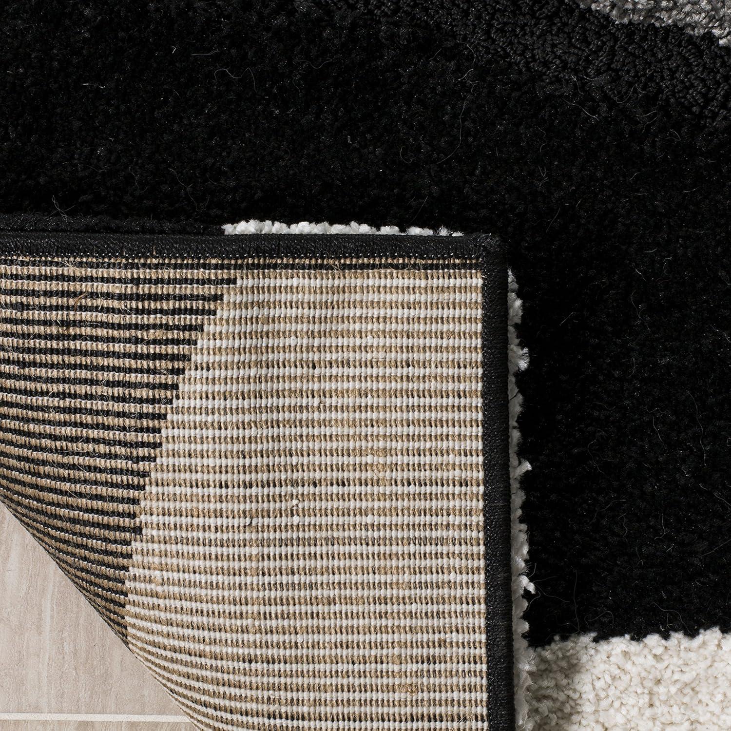 Florida Shag SG475 Power Loomed Indoor Area Rug - Grey/Black - 6'x9' - Safavieh