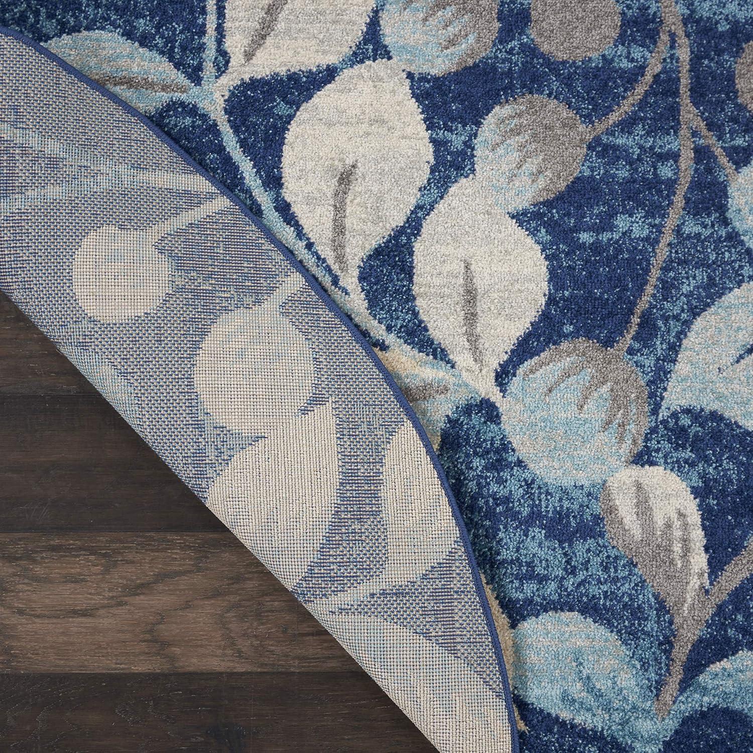Nourison Tranquil 4' X 6' Navy Area Rug Contemporary Botanical Vine and Bloom by Nourison
