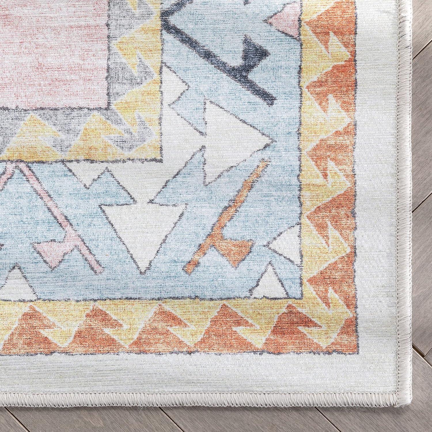 Well Woven Kids Rugs Ethnic Soft Medallion Modern Pink Beige Area Rug