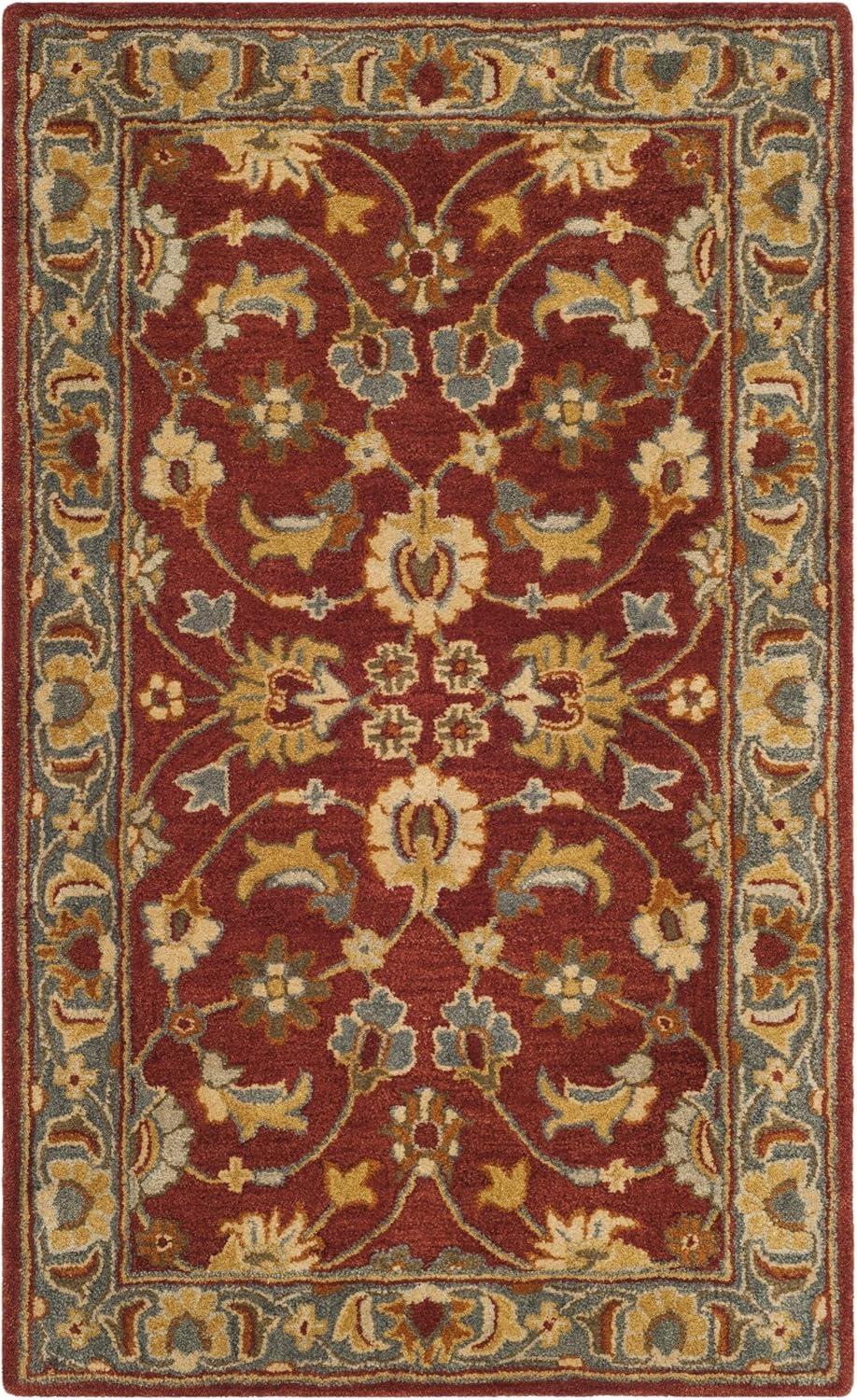 Red and Blue Hand-Tufted Wool 5' x 8' Area Rug