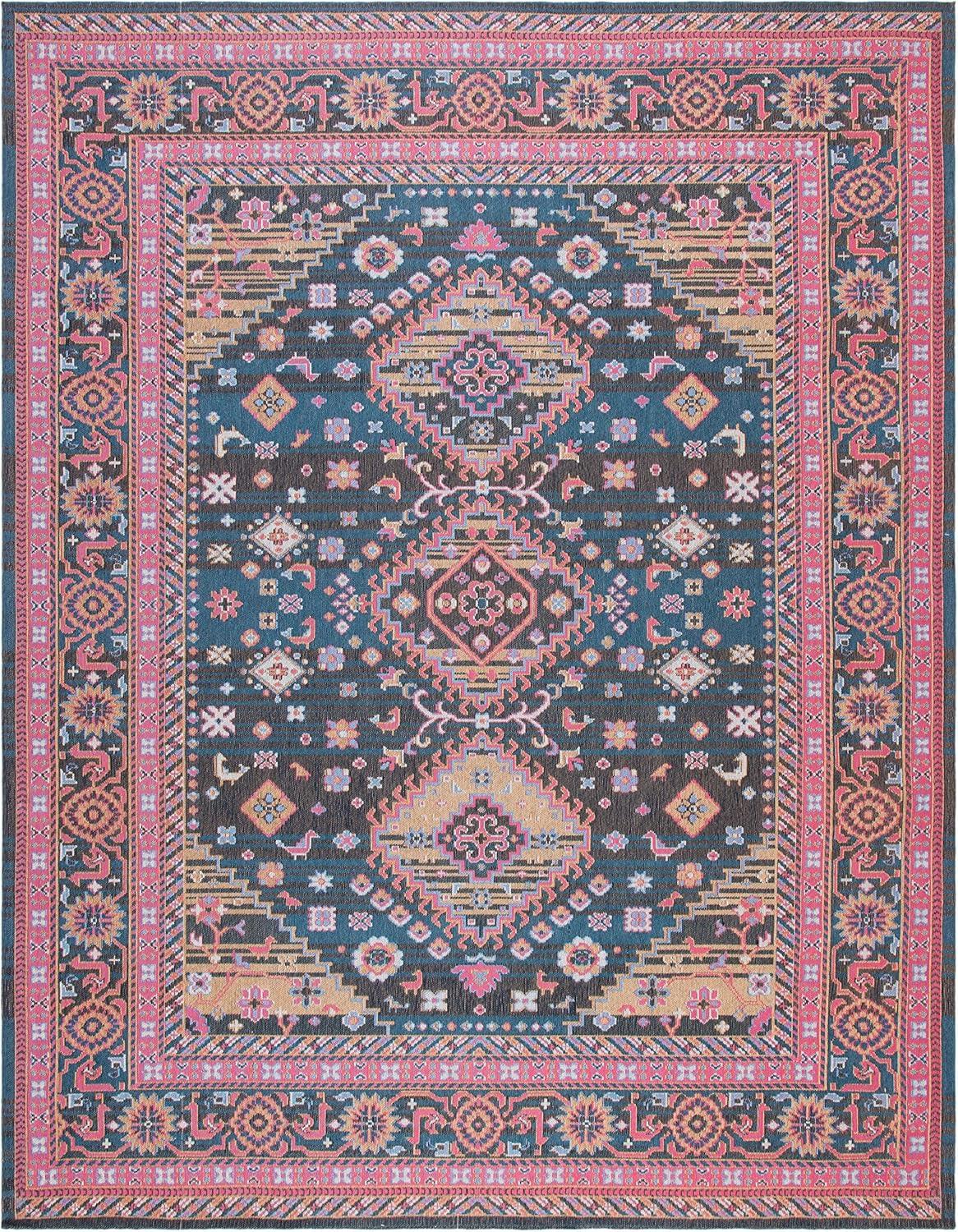 Classic Vintage CLV114 Power Loomed Area Rug - Navy/Pink - 4'x6' - Safavieh.