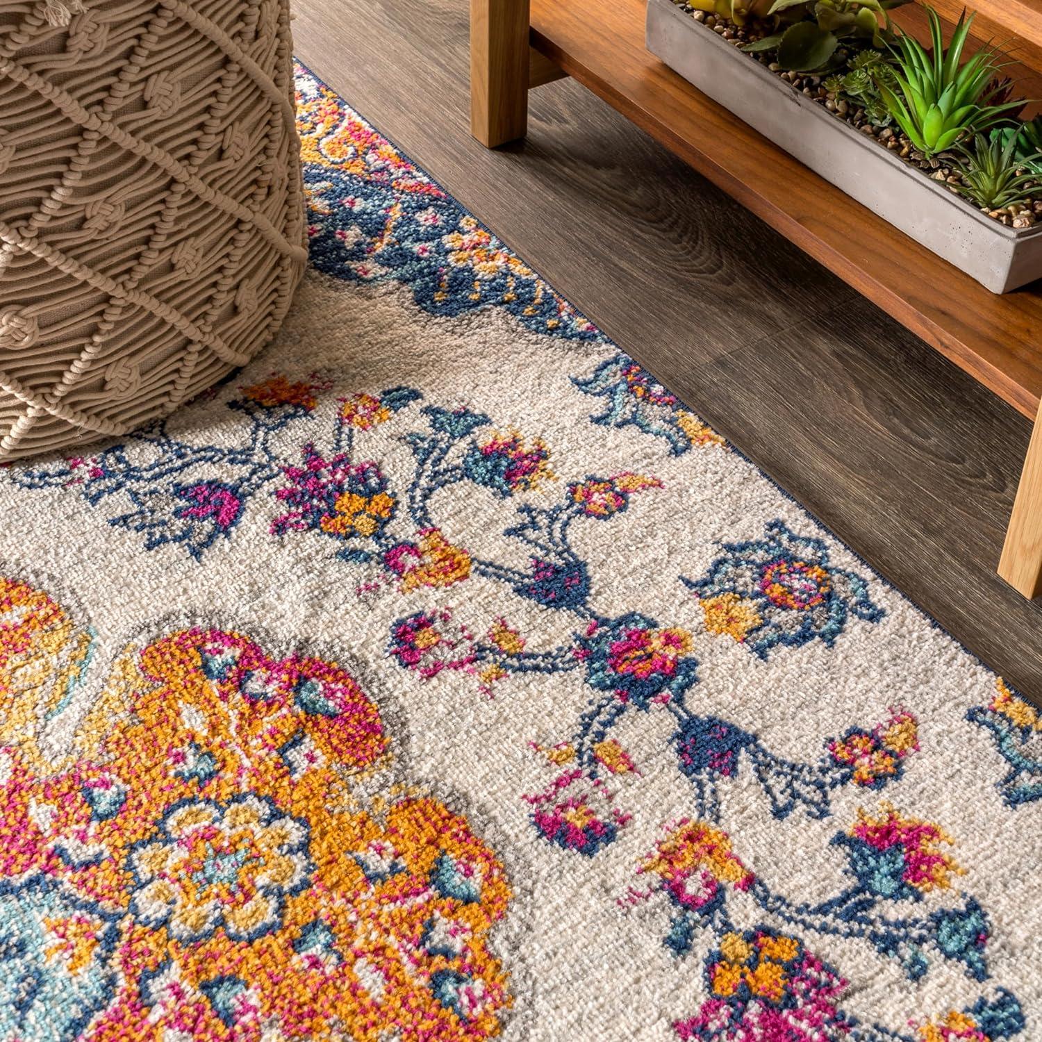 JONATHAN Y Bohemian FLAIR Boho Vintage Medallion Blue/Multi 5 ft. x 8 ft. Area Rug