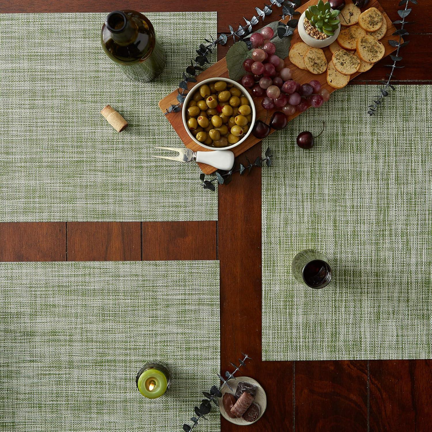 Fig Green Vinyl Tweed Placemats Set of 6