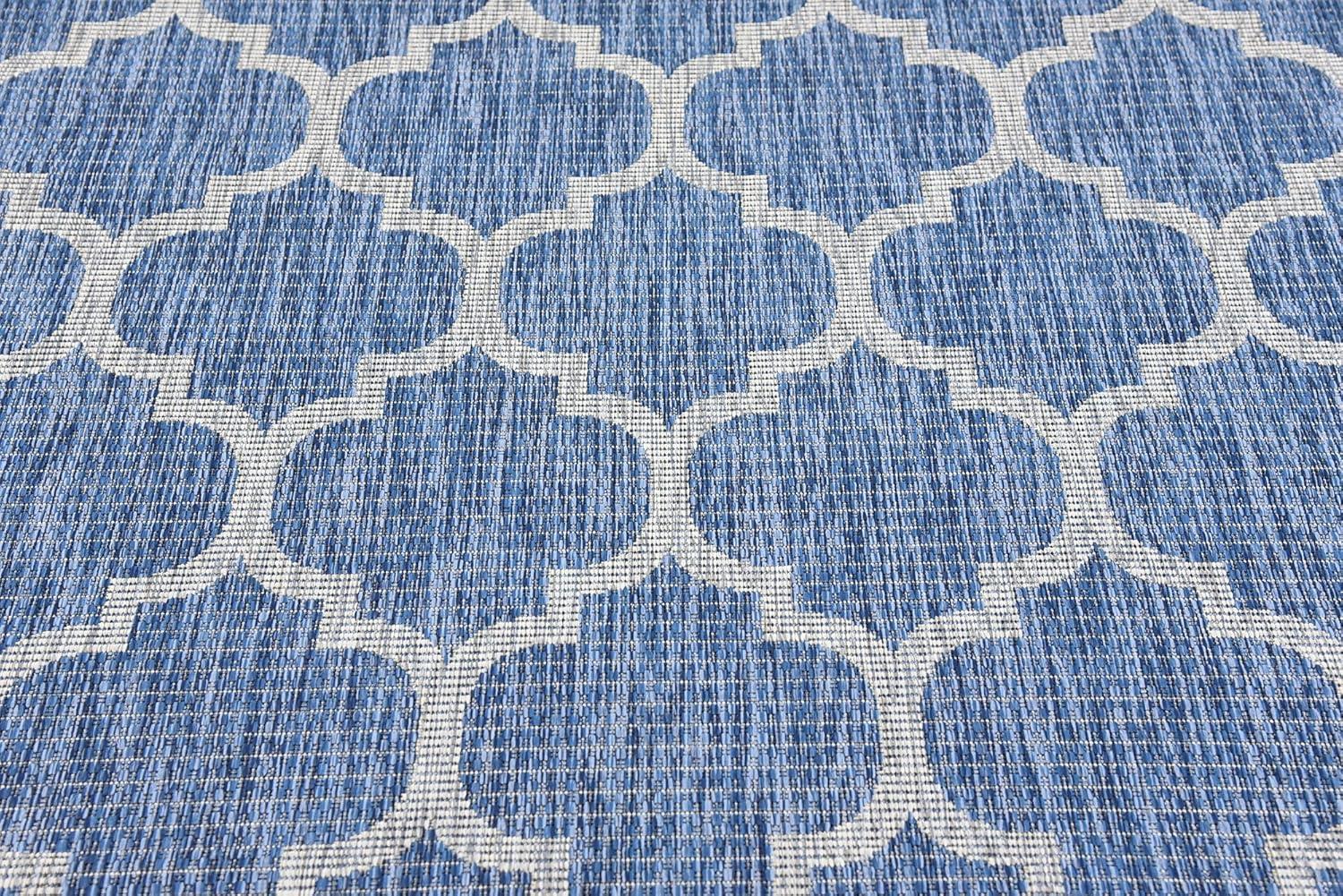 Unique Loom 6' 1 x 9' 0 Rectangle Indoor/Outdoor Trellis Navy Blue Area Rug
