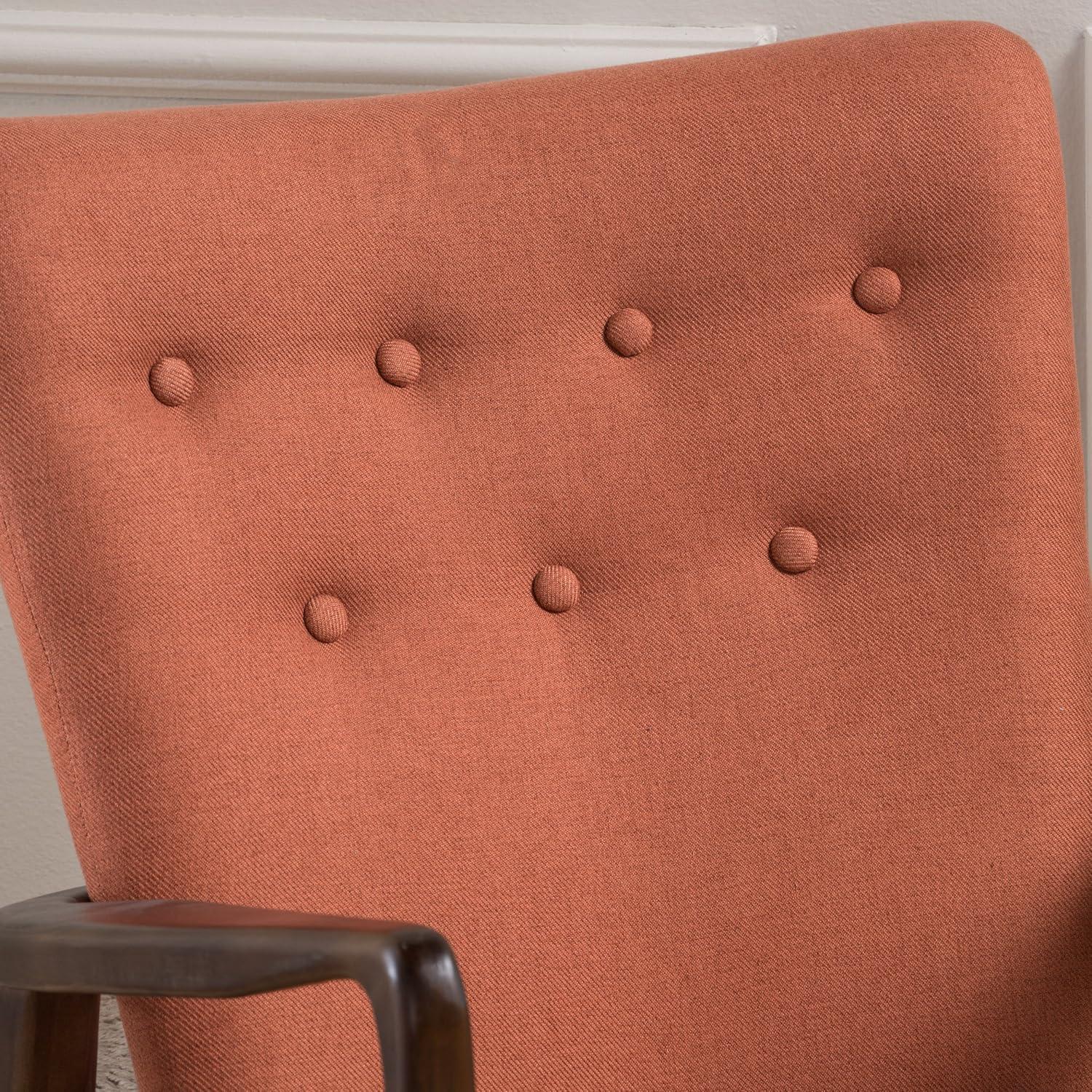 GDF Studio Kiana Mid Century Modern Fabric Tufted Club Chair, Orange and Dark Espresso