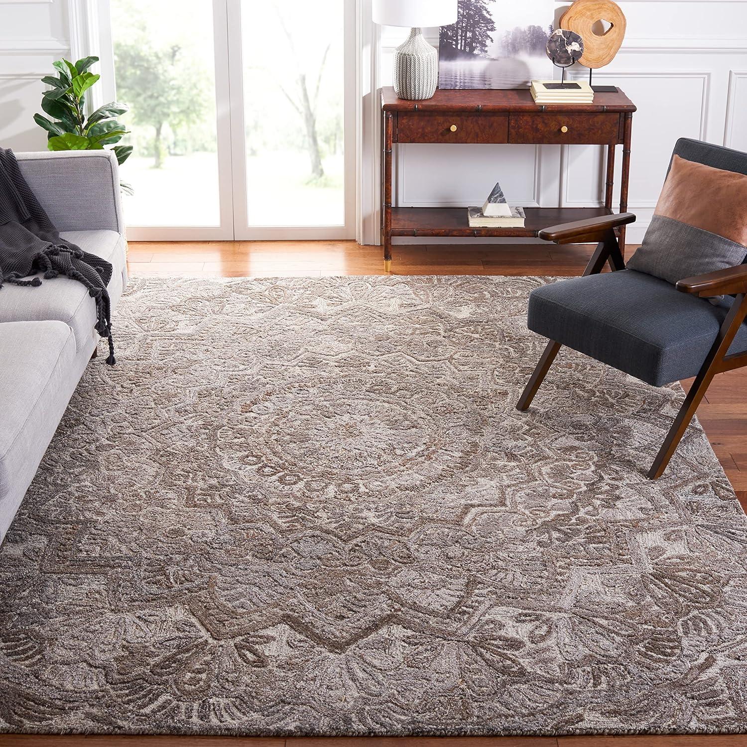 Marquee MRQ110 Hand Tufted Indoor Area Rug - Grey/Ivory - 8'x8' - Safavieh
