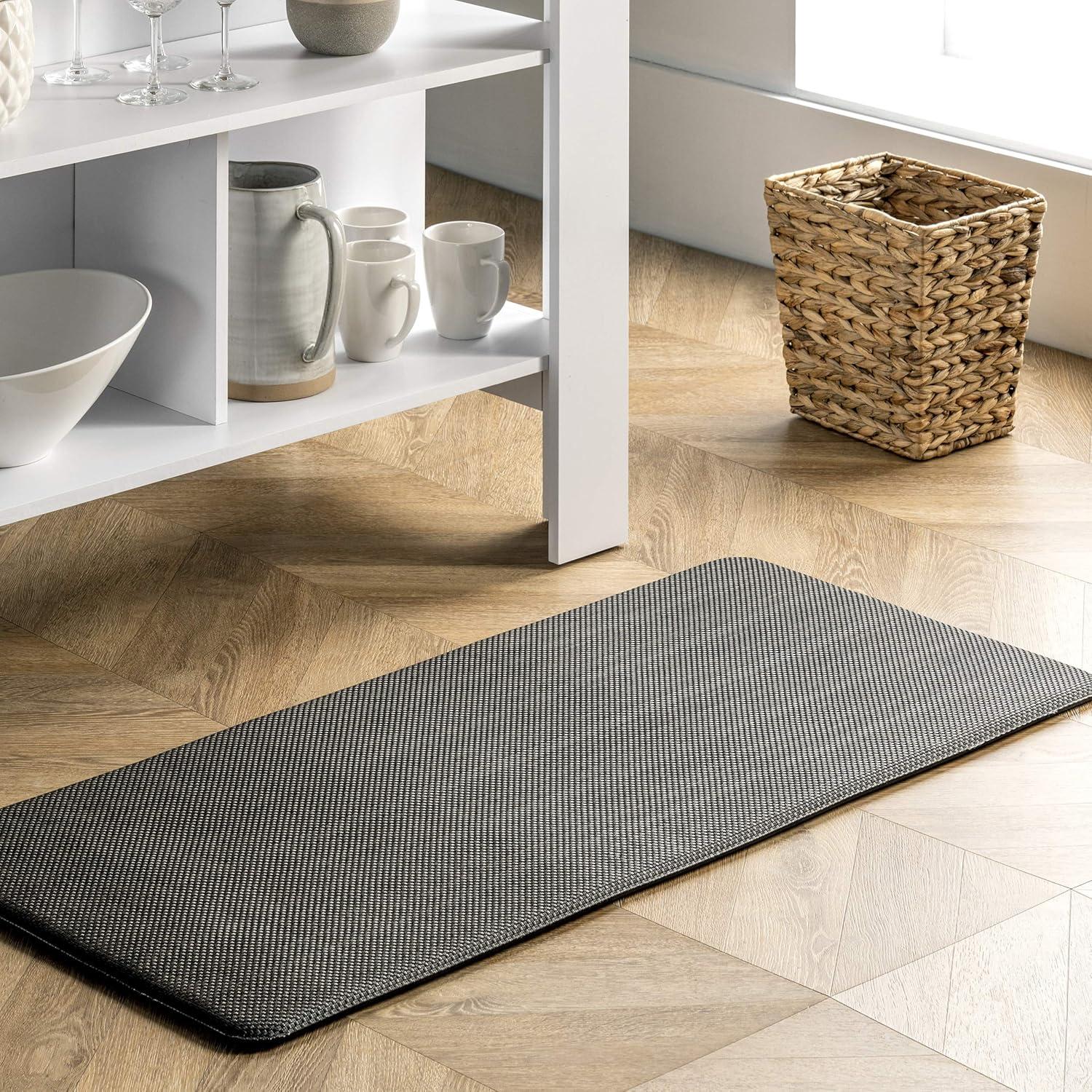 Dark Brown PVC and Polyester Anti-Fatigue Kitchen Mat