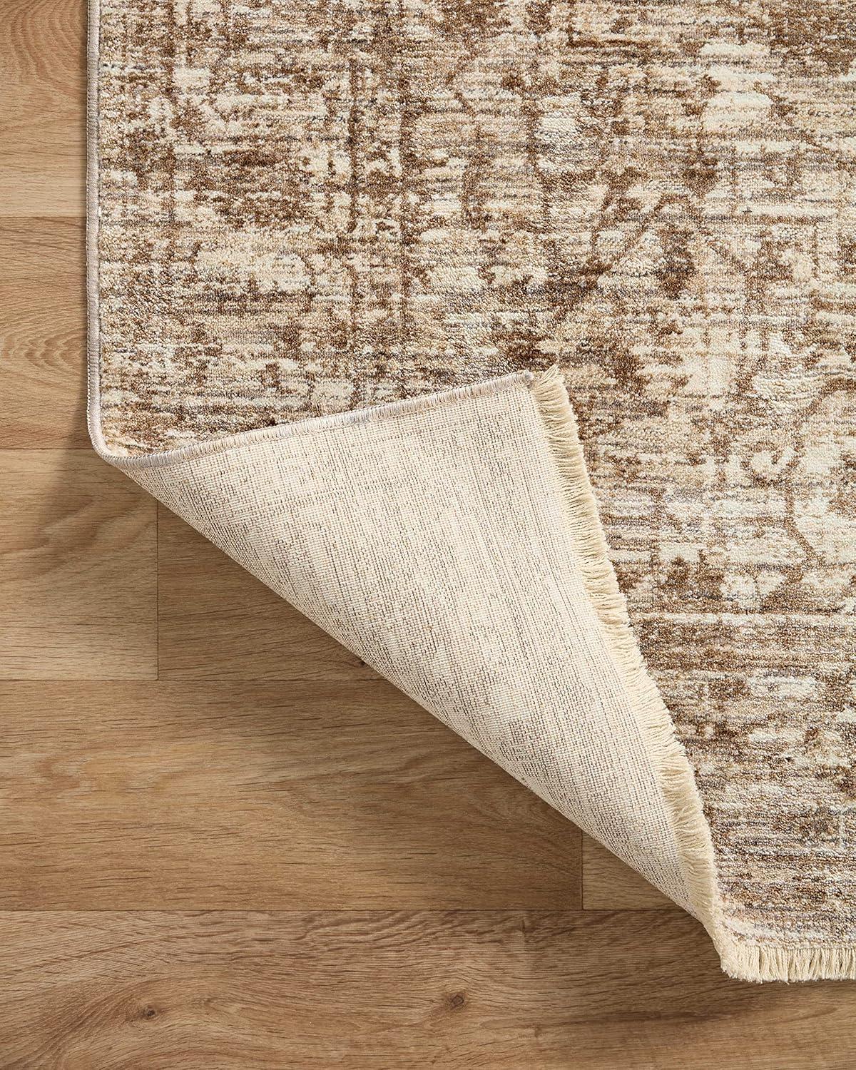 Sorrento Oriental Machine Made Polyester Area Rug in Bark/Natural