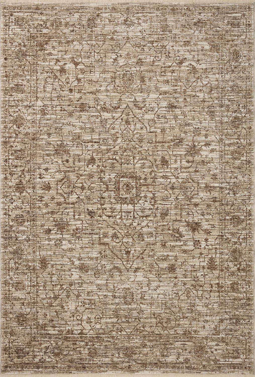 Sorrento Oriental Machine Made Polyester Area Rug in Bark/Natural