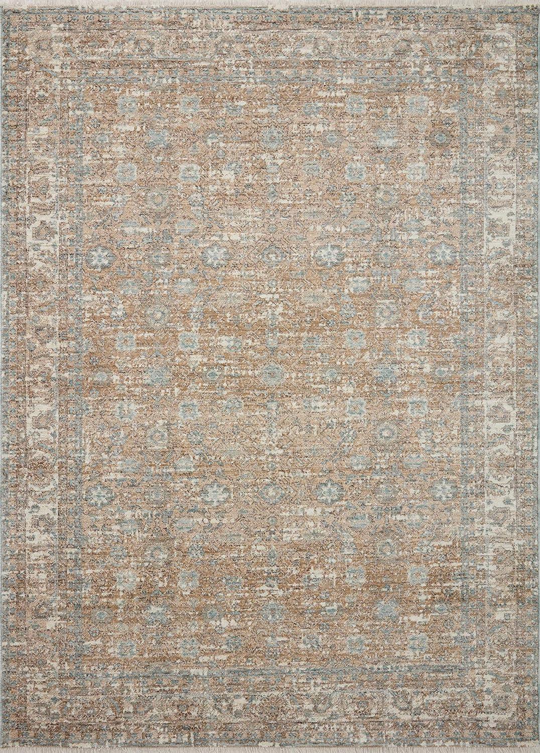 Angela Rose Traditional Sand/Sky 5'3" Round Synthetic Area Rug