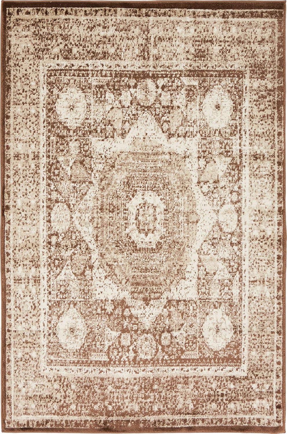 Unique Loom Imperial Collection Area Rug - Lygos (4' 1" x 6' 1" Rectangle Chocolate Brown/Beige)