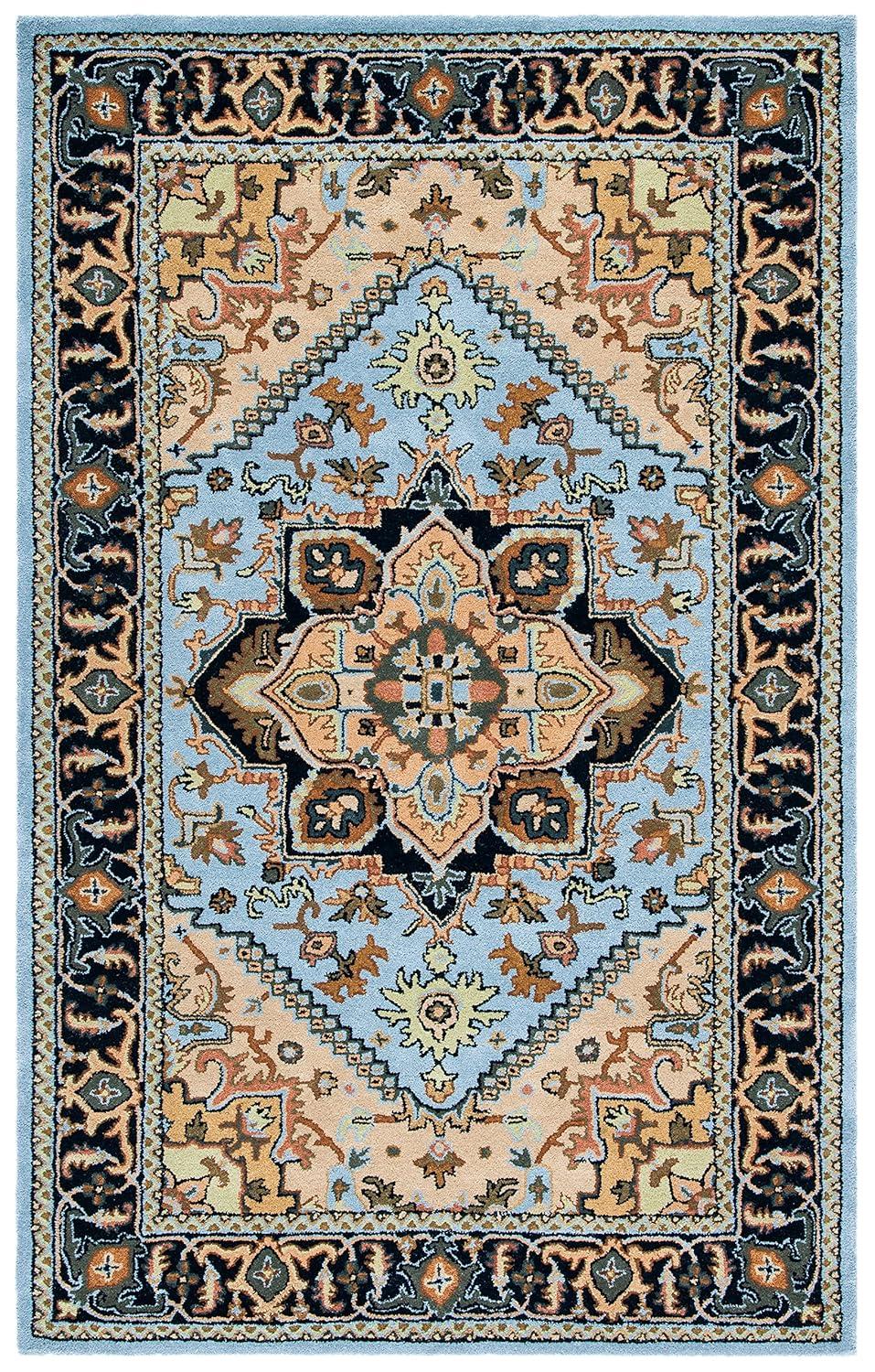 Heritage HG625 Handmade Area Rug - 5'x8' - Blue/Light Brown - Safavieh