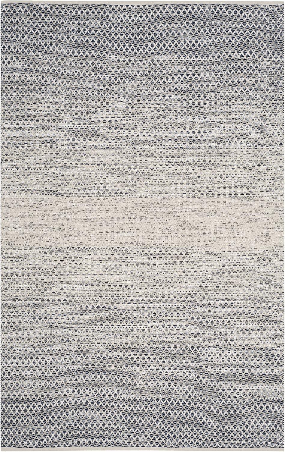 Navy/Ivory 6' x 9' Handmade Cotton-Blend Flat Woven Reversible Rug