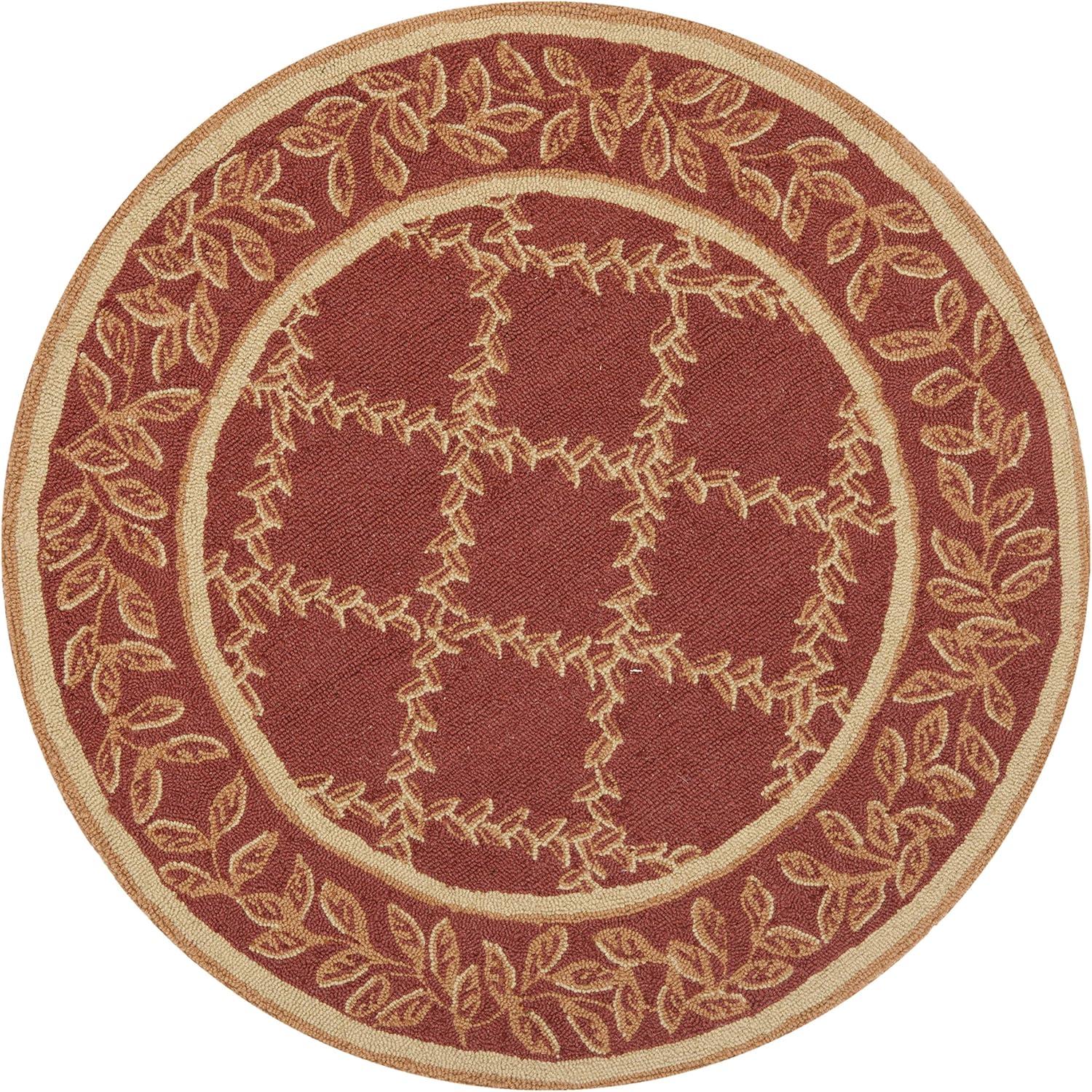 Handmade Rust and Gold Wool Round Tufted Area Rug, 4'