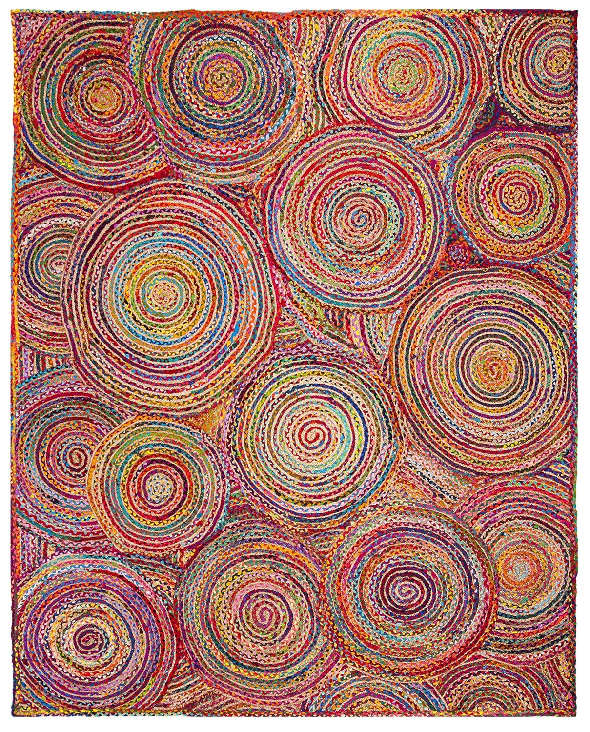 Cape Cod CAP203 Woven Indoor Area Rug - Red/Multi - 5'x5' - Safavieh