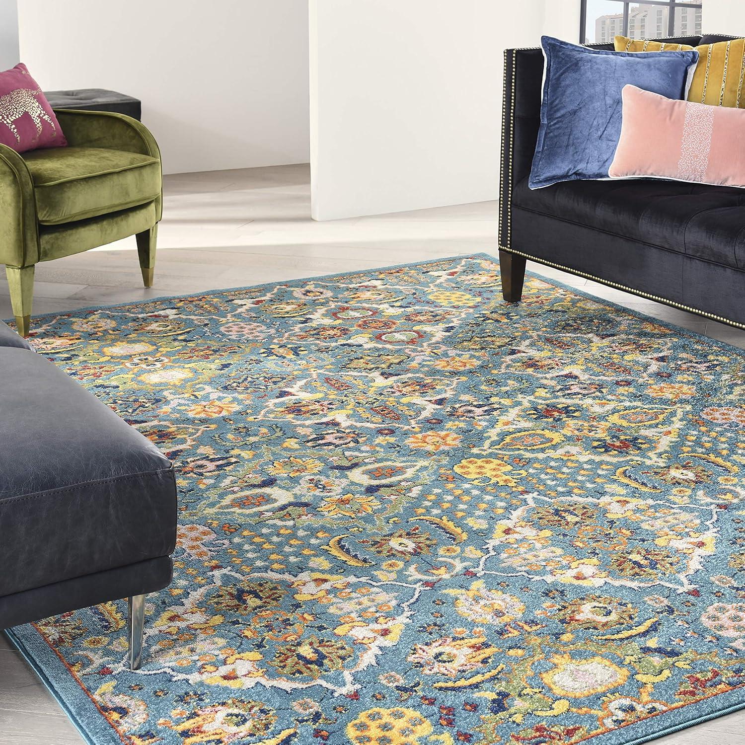 Nourison Allur Boho Indoor Area Rug Turquoise Ivory 9' x 12'
