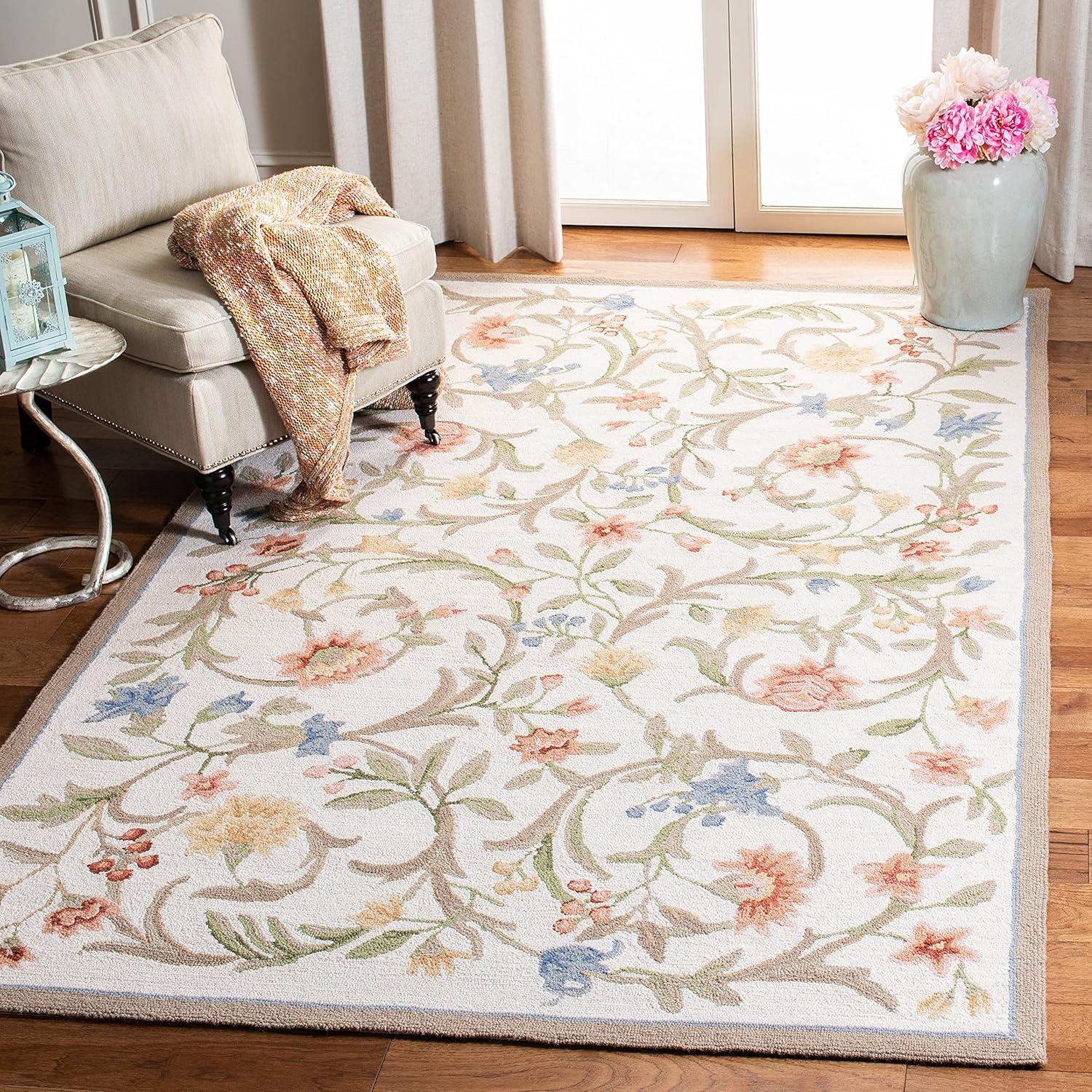 Safavieh Hand Hooked Wool Floral Rug | Wayfair