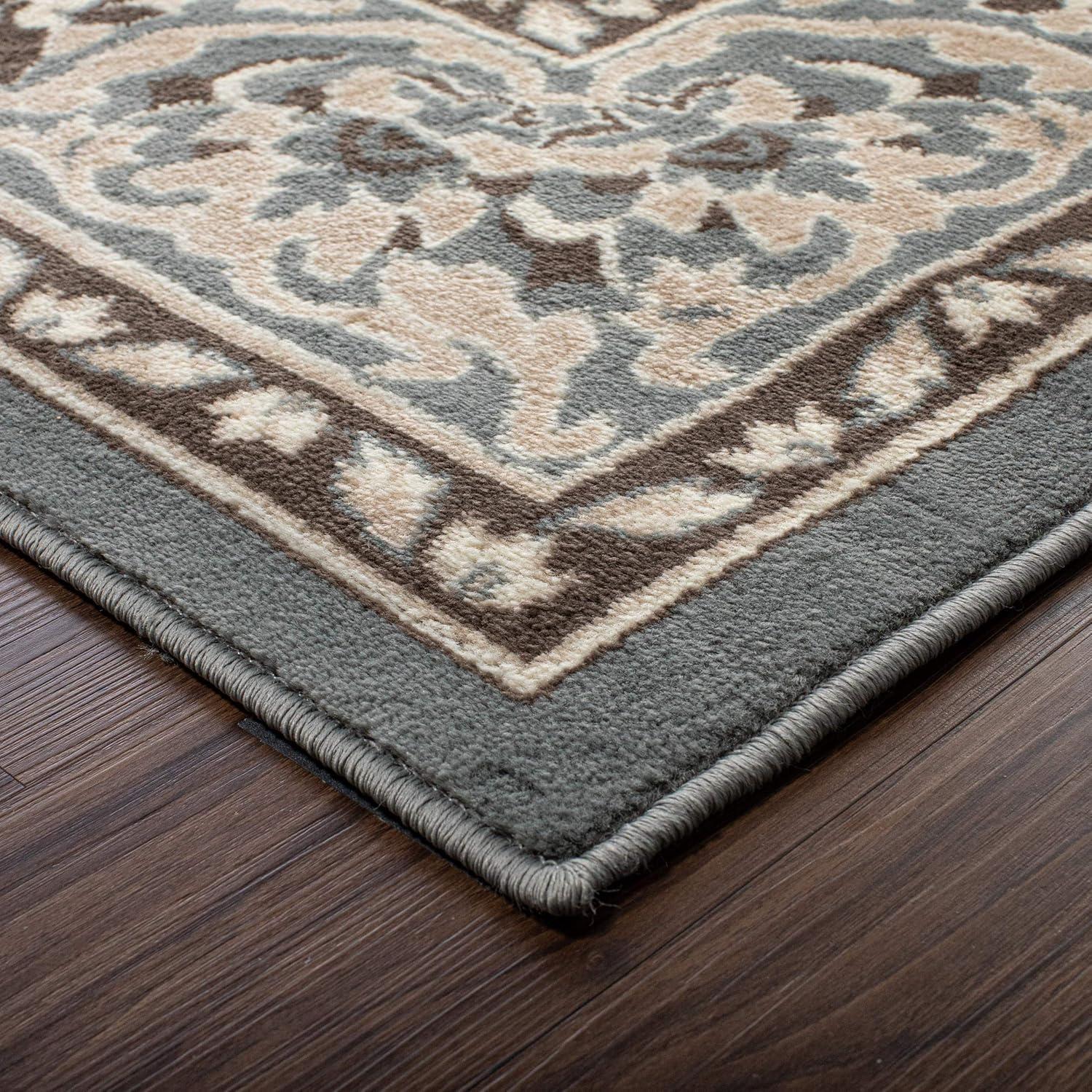 Handmade Gray Synthetic 3'x2' Easy-Care Stain-Resistant Area Rug