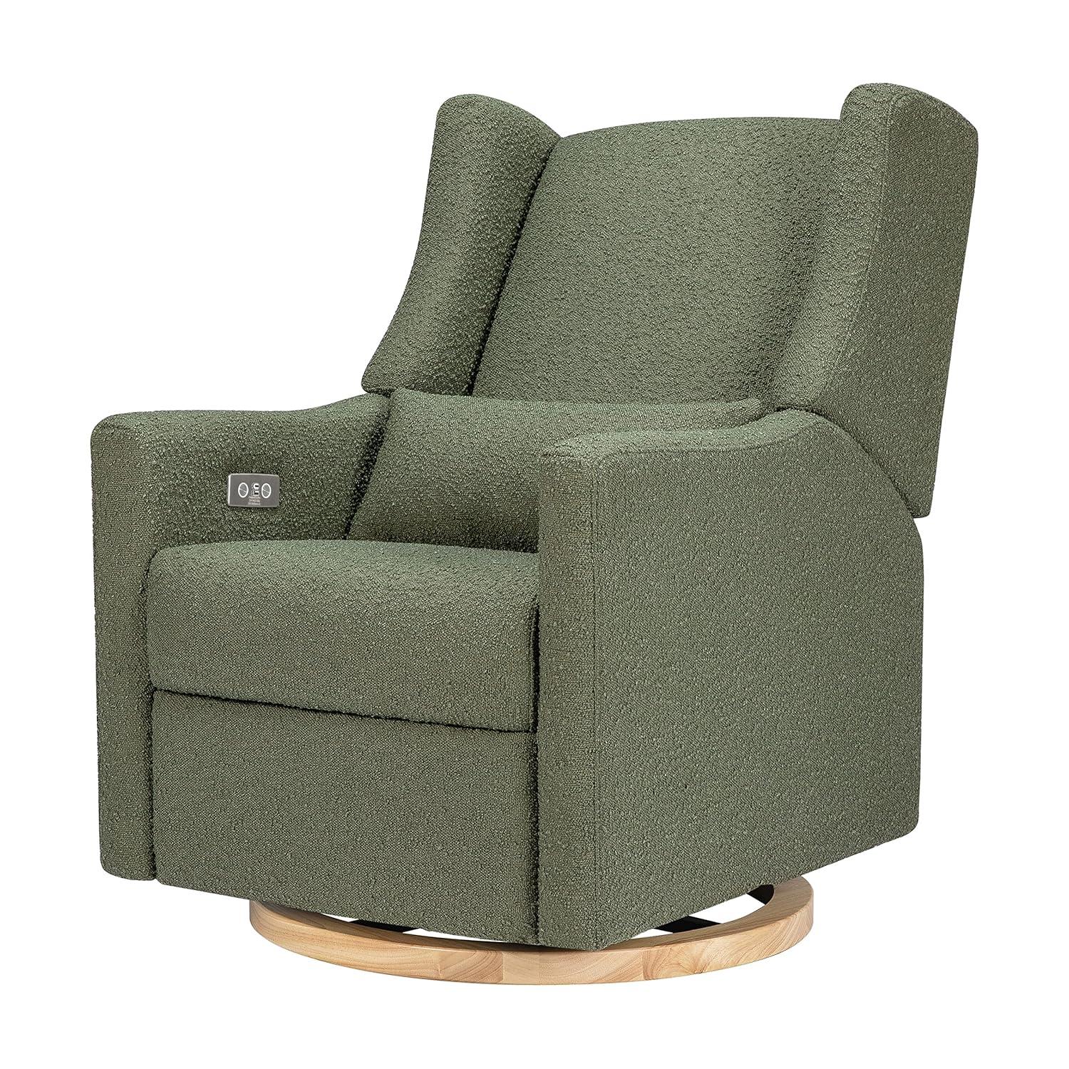 Eco-Friendly Olive Boucle Swivel Recliner with USB Port