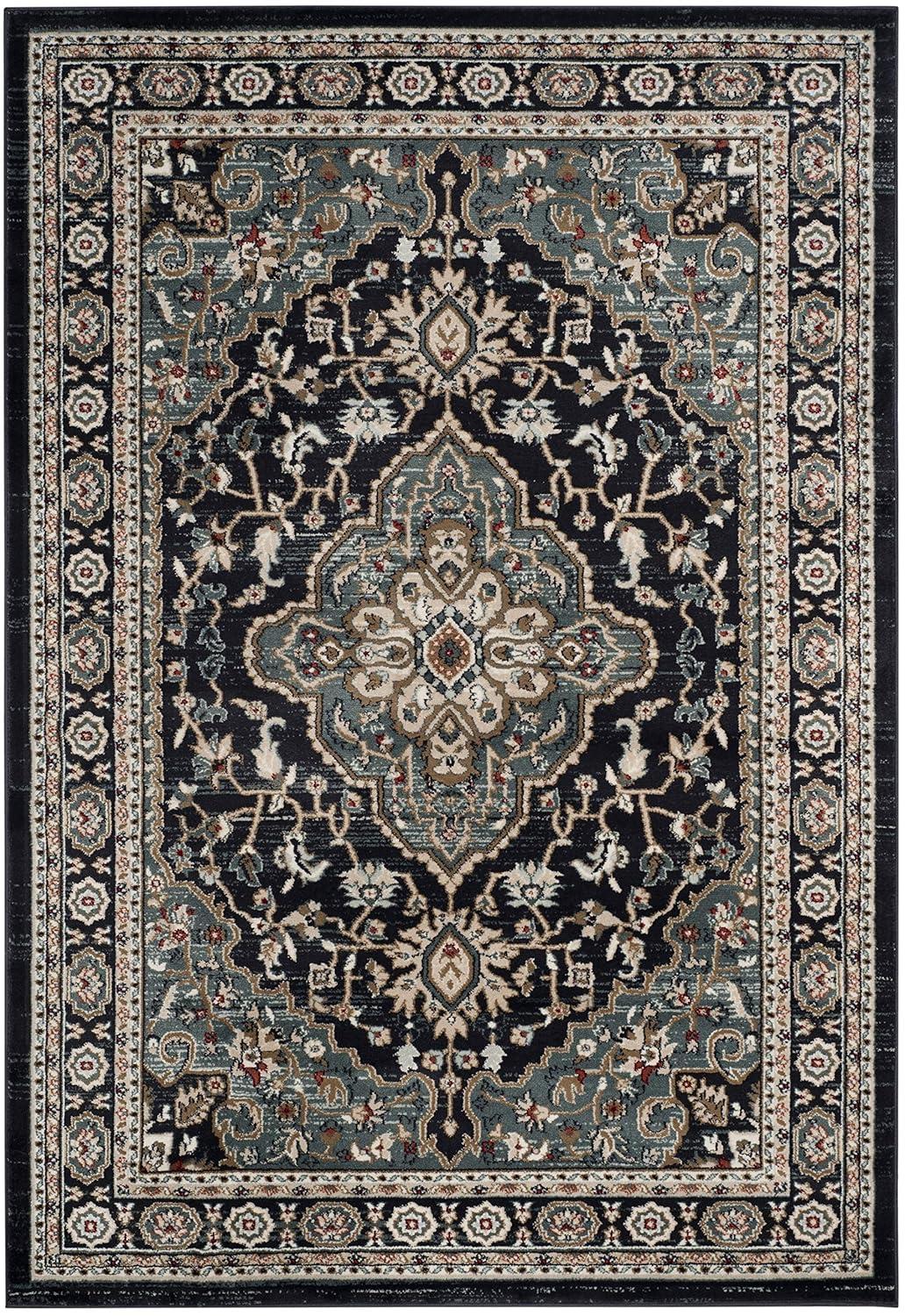 Lyndhurst LNH338 Power Loomed Area Rug - Anthracite/Teal - 6'x9' - Safavieh.