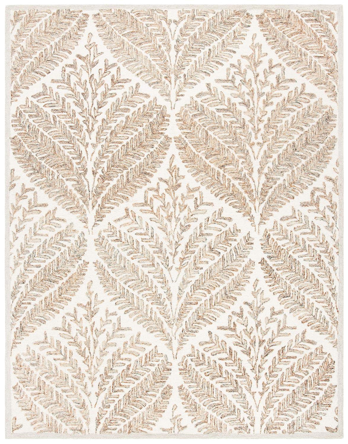SAFAVIEH Capri Proinsias Leaves Wool Area Rug, Ivory/Brown, 11' x 15'