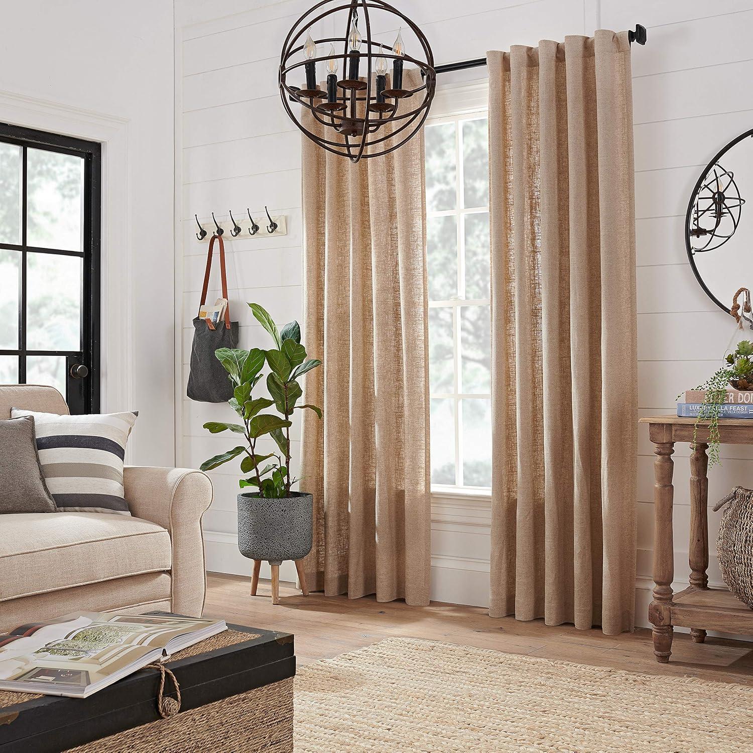MODE Mode Farmhouse Collection 1 1/8 in Diameter Curtain Rod Set with Cottage Square Finials and Steel Wall Mounted Adjustable Rod