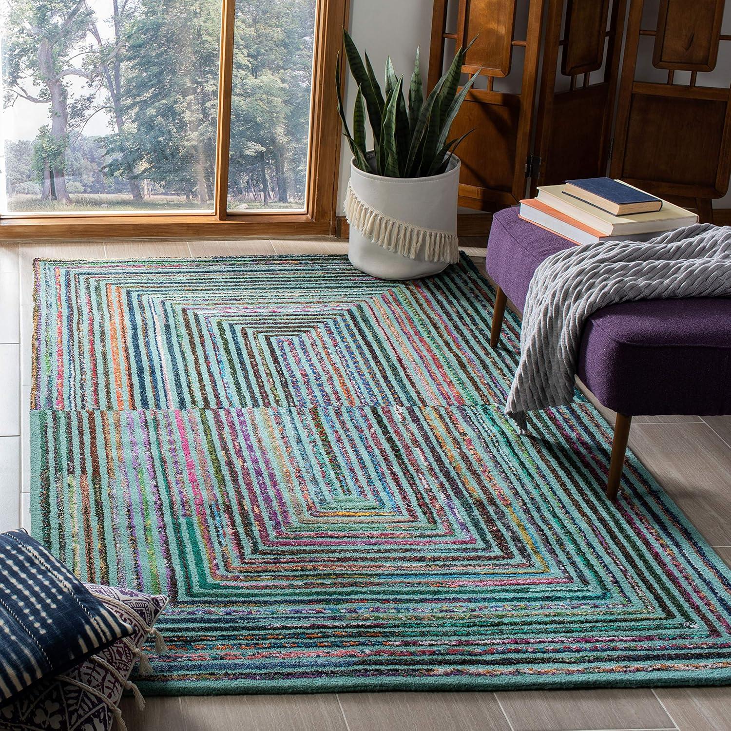 Nantucket NAN603 Hand Tufted Area Rug - Teal - 5'x8' - Safavieh.