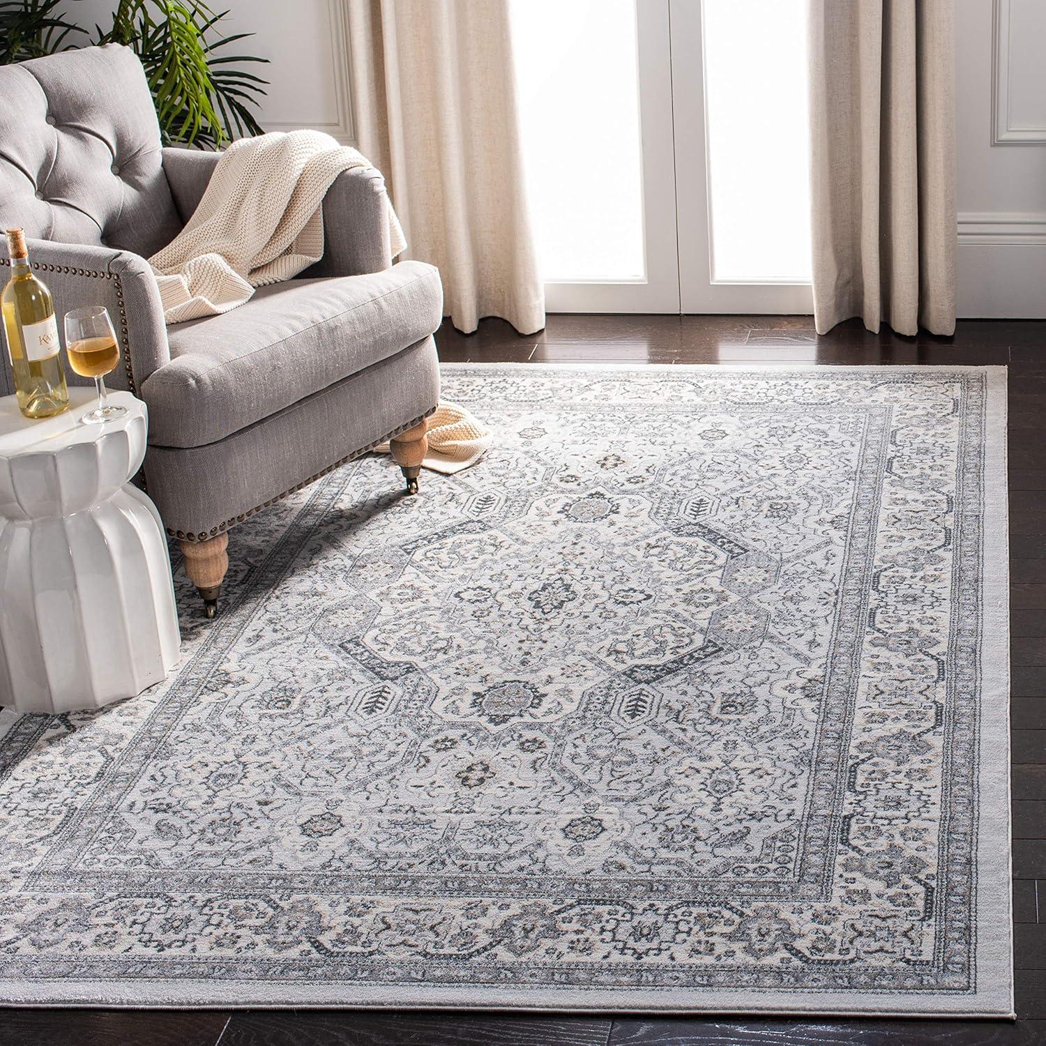 SAFAVIEH Isabella Zander Floral Bordered Area Rug, Grey/Cream, 3' x 5'