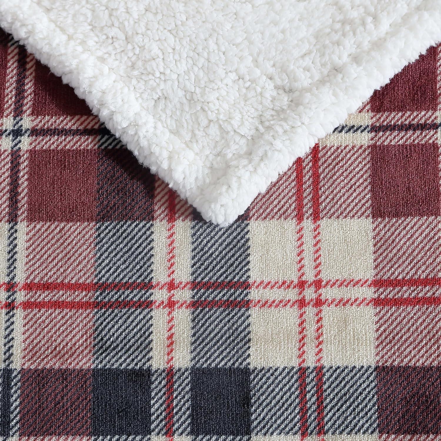 50"x60" Trailhead Plaid Reversible Throw Blanket Red - Eddie Bauer: Cozy Fleece, Machine Washable