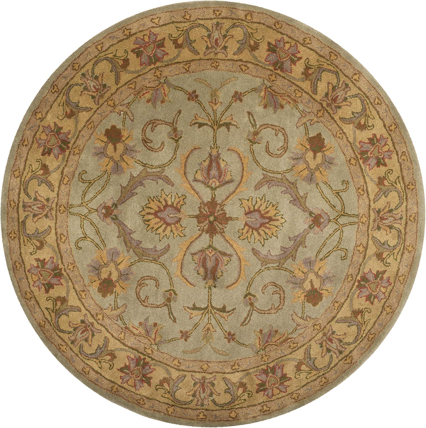 Heritage Green and Gold 6' Round Hand-Tufted Wool Area Rug