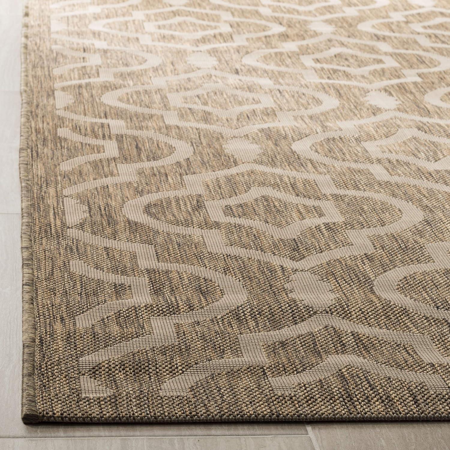 Courtyard CY6926 Power Loomed Indoor and Outdoor Area Rug - Brown/Bone - 7'10"x7'10" - Safavieh