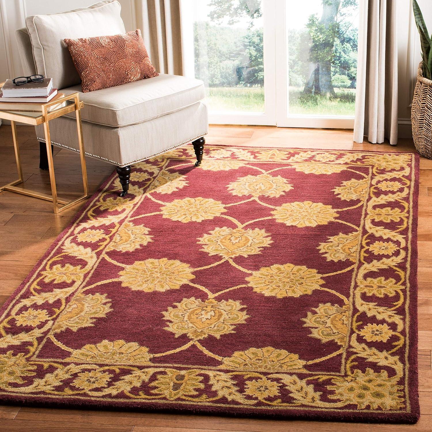 Maroon Hand-Tufted Wool and Cotton Rectangular Area Rug 8'3" x 11'0"