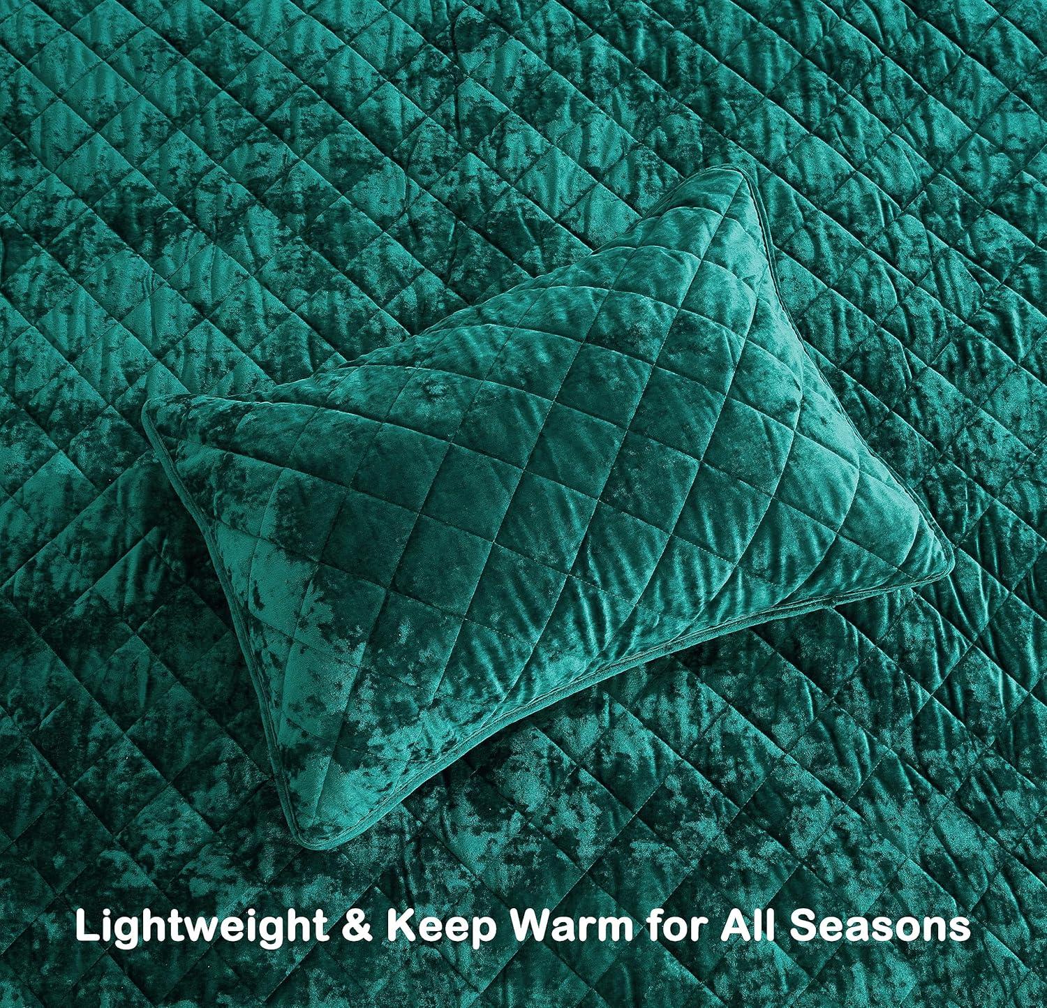 Chezmoi Collection Diamond Stitch Reversible Plush Distressed Velvet Quilt Set