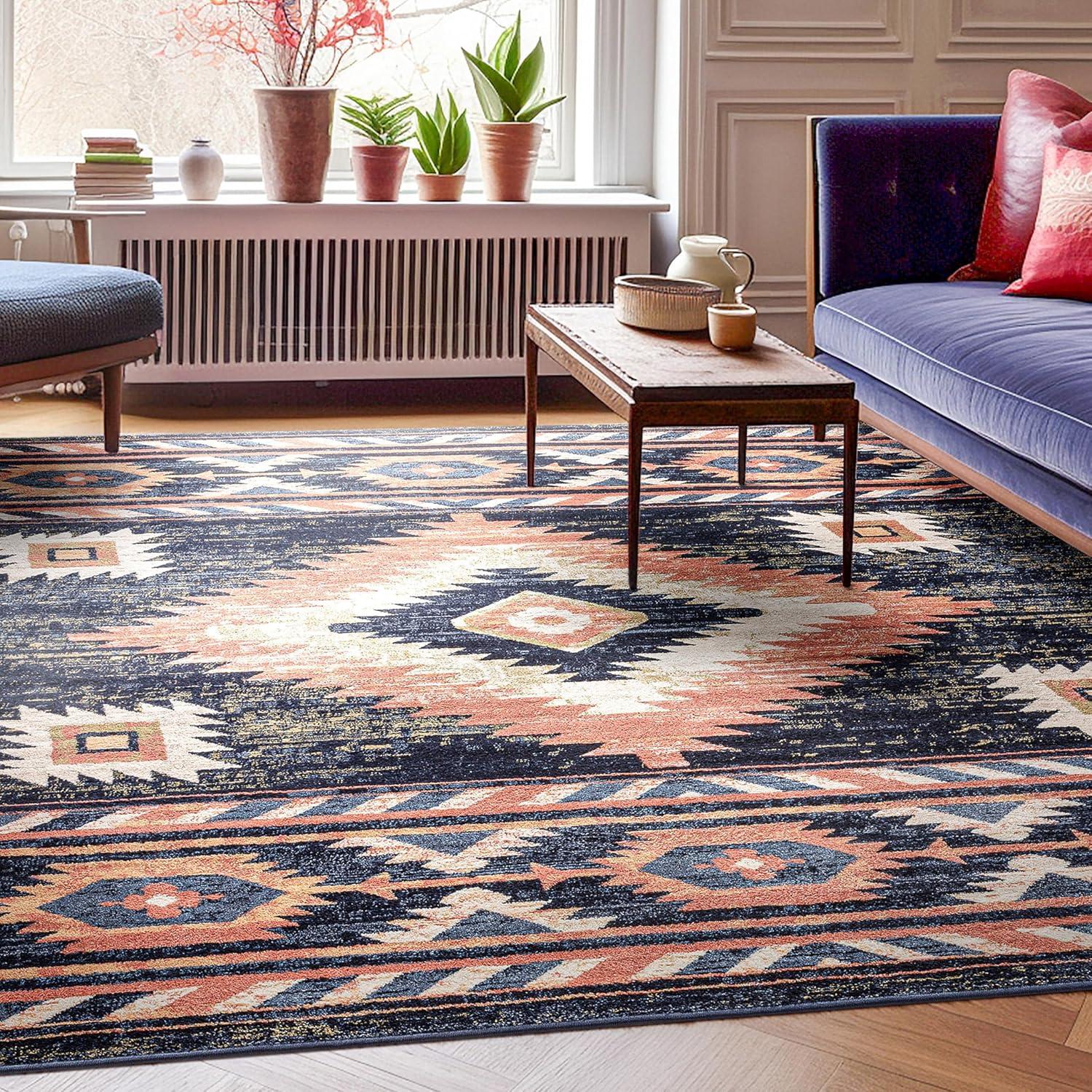Lorelee Moroccan Southwestern Blue Beige Area Rug