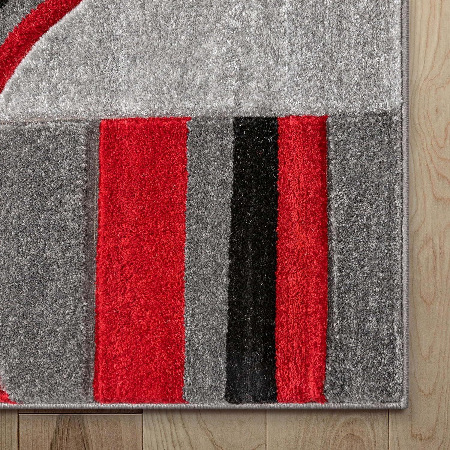 Well Woven Ruby Galaxy Waves Modern Geometric Grey & Red 2' x 7' Runner Rug
