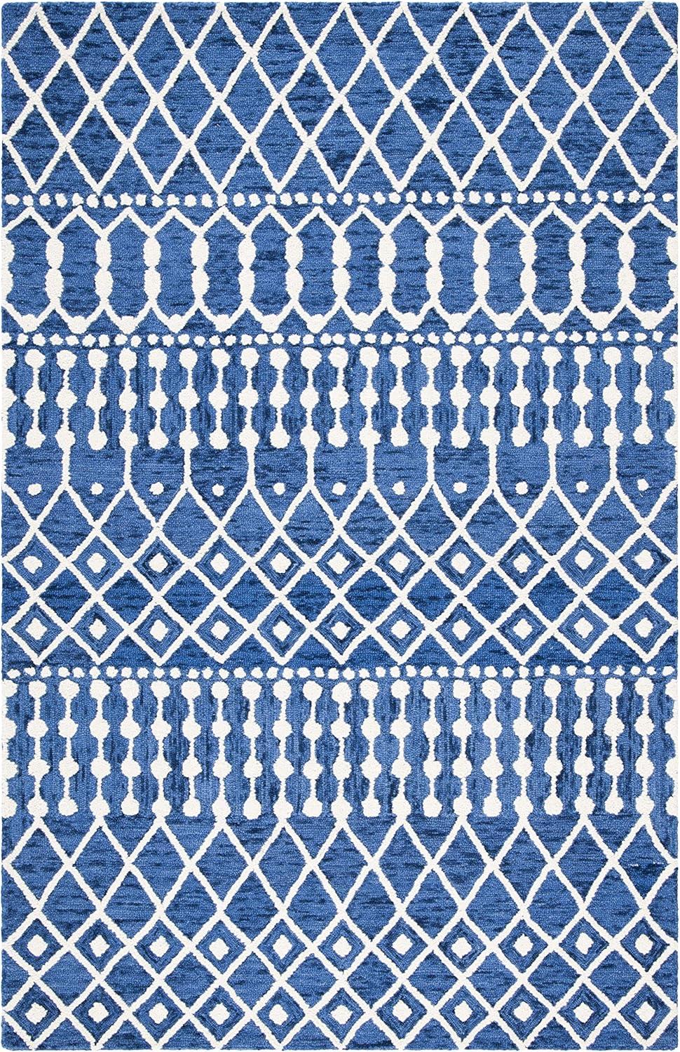 Blossom BLM115 Hand Tufted Area Rug - Navy/Ivory - 5'x8' - Safavieh.