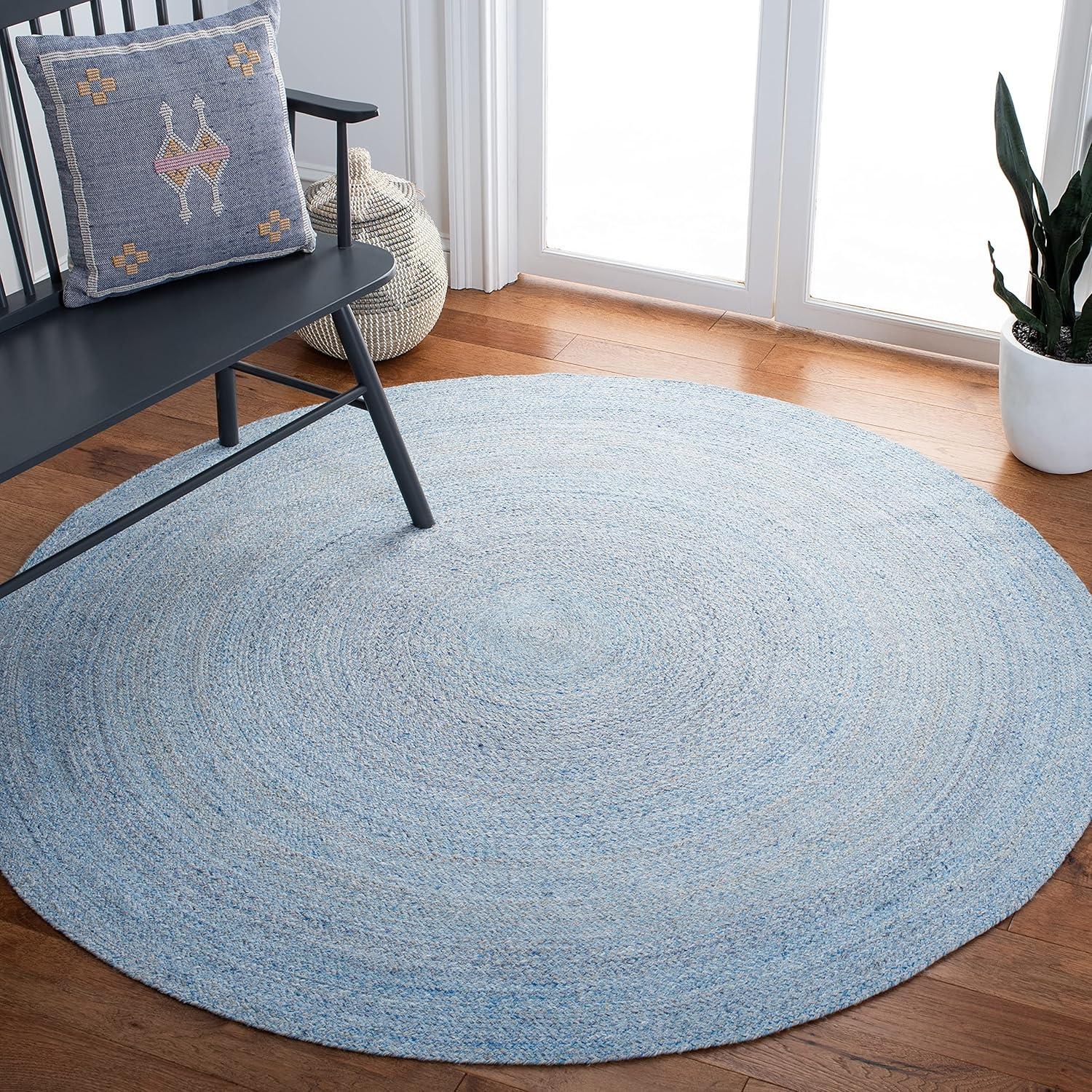 Braided BRD851 Hand Braided Area Rug - Blue/Grey - 5' round - Safavieh.