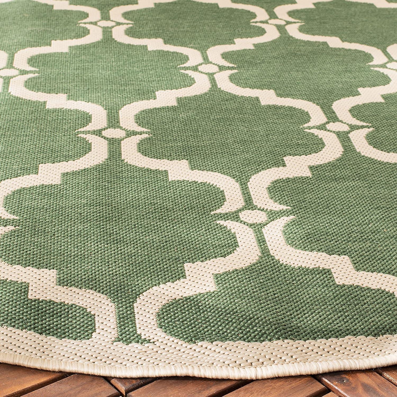 SAFAVIEH Courtyard Estelle Geometric Indoor/Outdoor Area Rug, 9' x 12', Dark Green/Beige