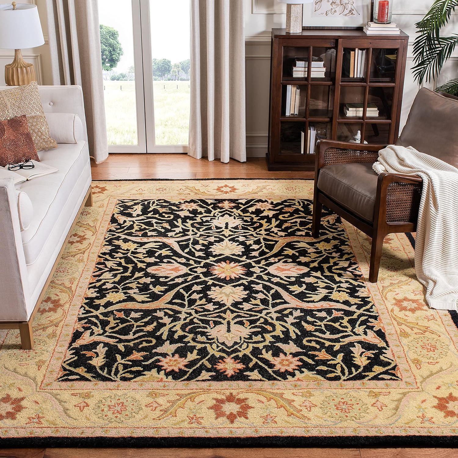 Antiquity AT14 Hand Tufted Indoor Area Rug - Black - 6'x9' - Safavieh