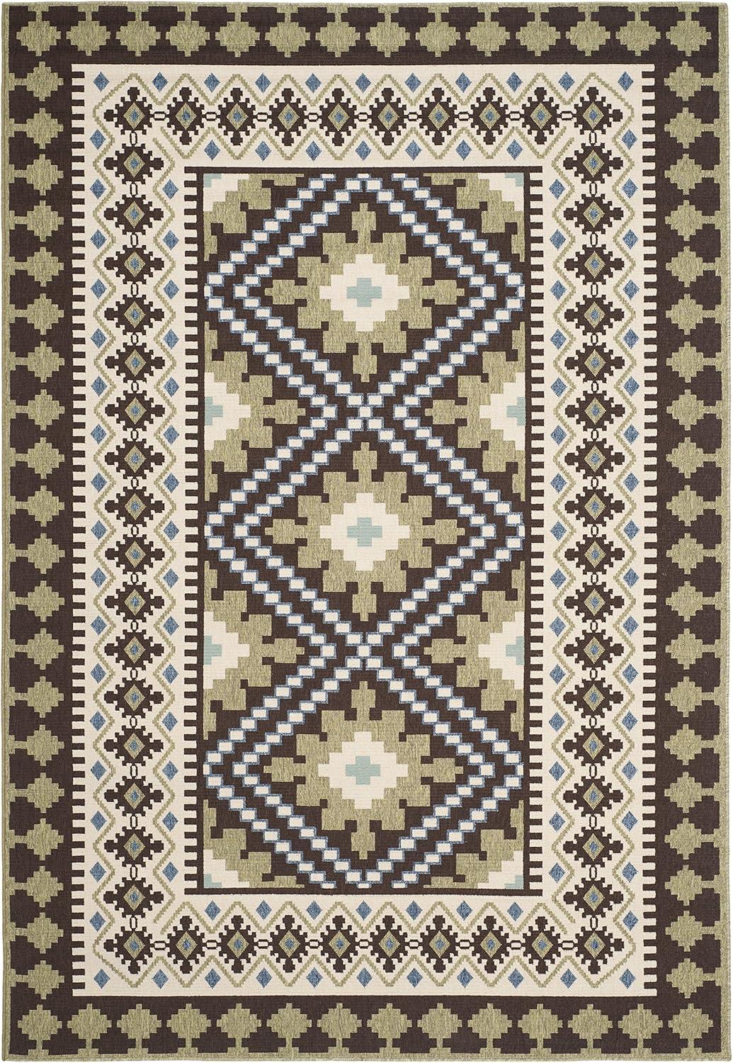 Veranda VER099 Power Loomed Indoor/Outdoor Area Rug - Chocolate/Green - 6'7"x9'6" - Safavieh