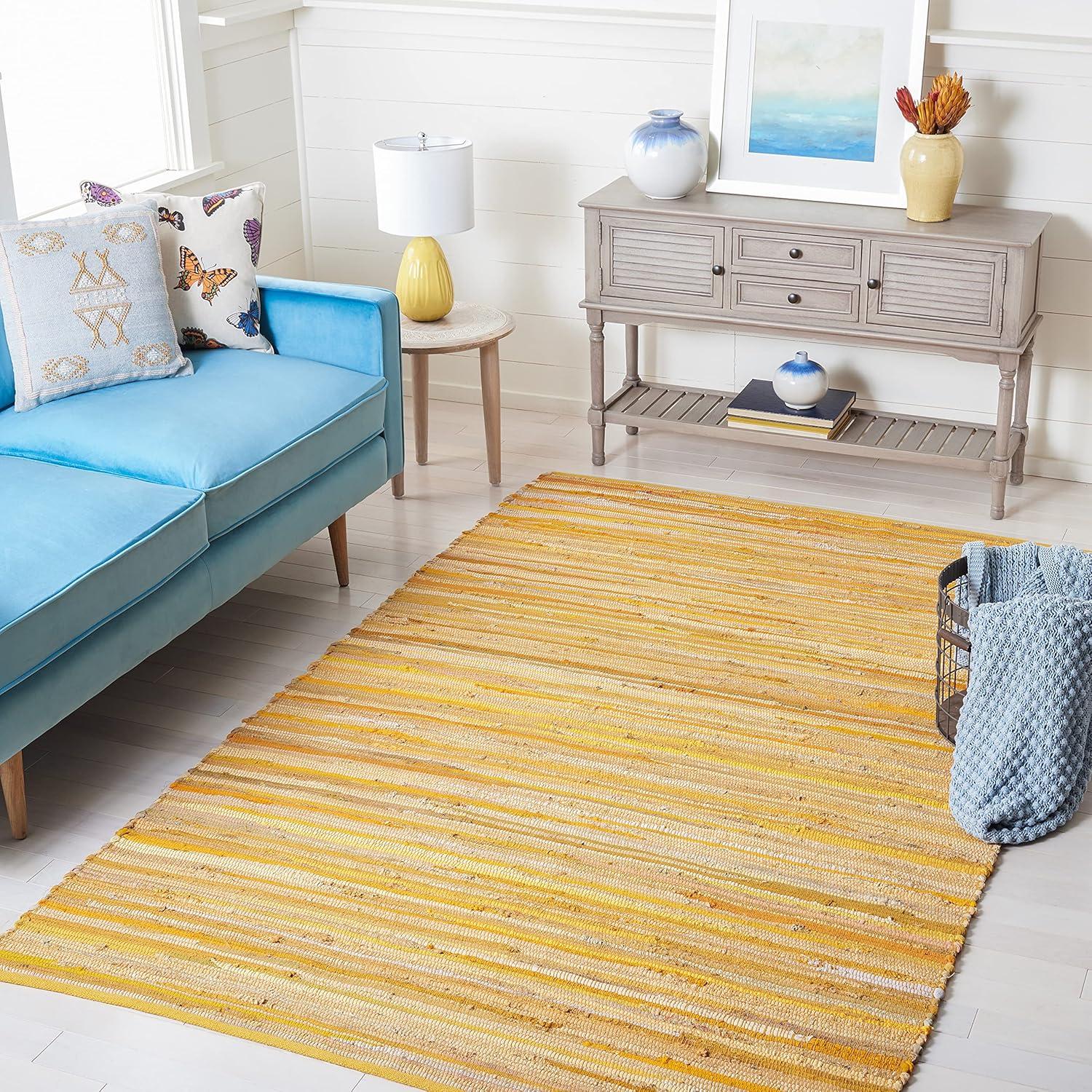 Rag Rug RAR121 Hand Woven Indoor Area Rug - Yellow/Multi - 6'x9' - Safavieh.
