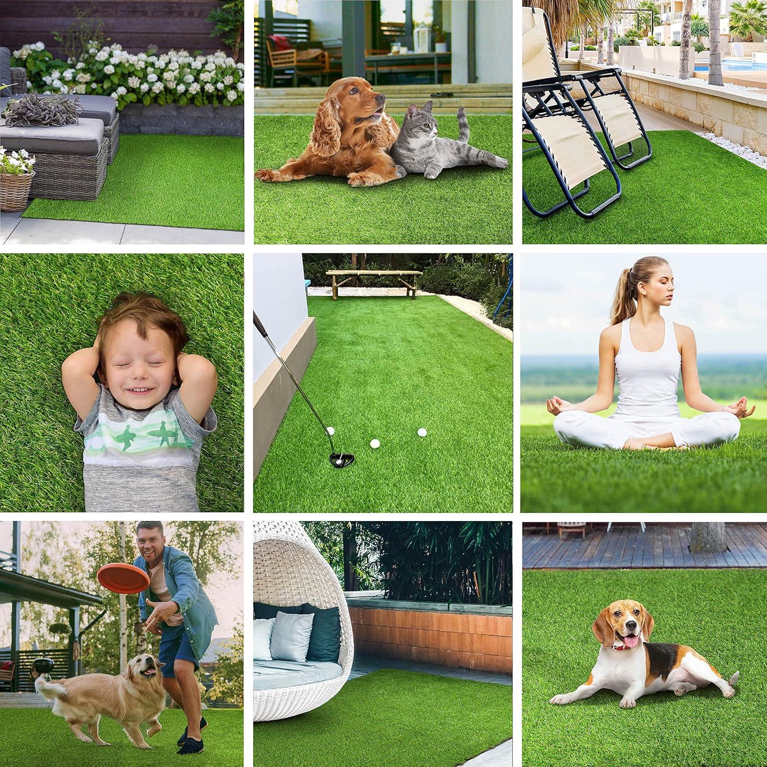 Superior Waterproof 1' x 13', Indoor/Outdoor Artificial Grass Runner Rug, Synthetic Turf Rugs, Green