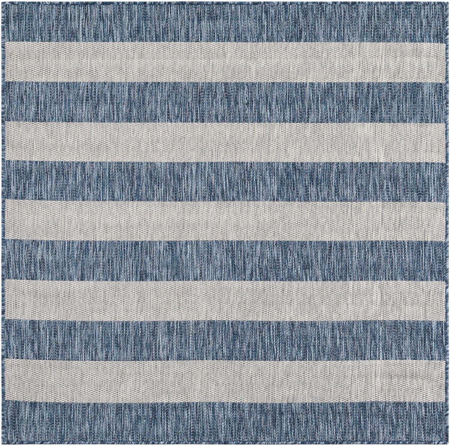 Unique Loom Outdoor Striped Distressed Stripe Striped Woven Area Rug