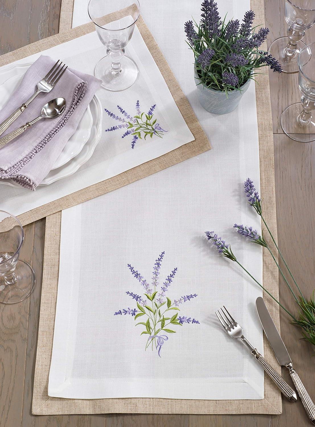 Saro Lifestyle Double Layer Lavender Table Runner