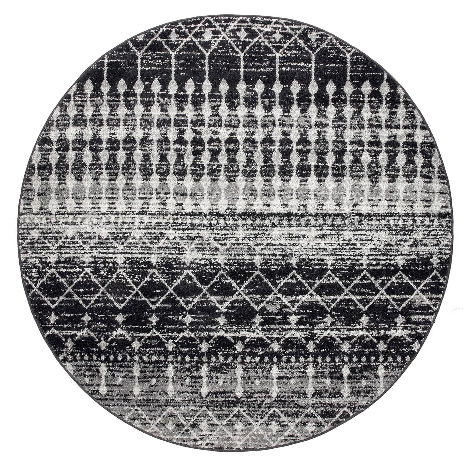 Blythe Modern Moroccan Trellis 8 ft. Black Round Rug