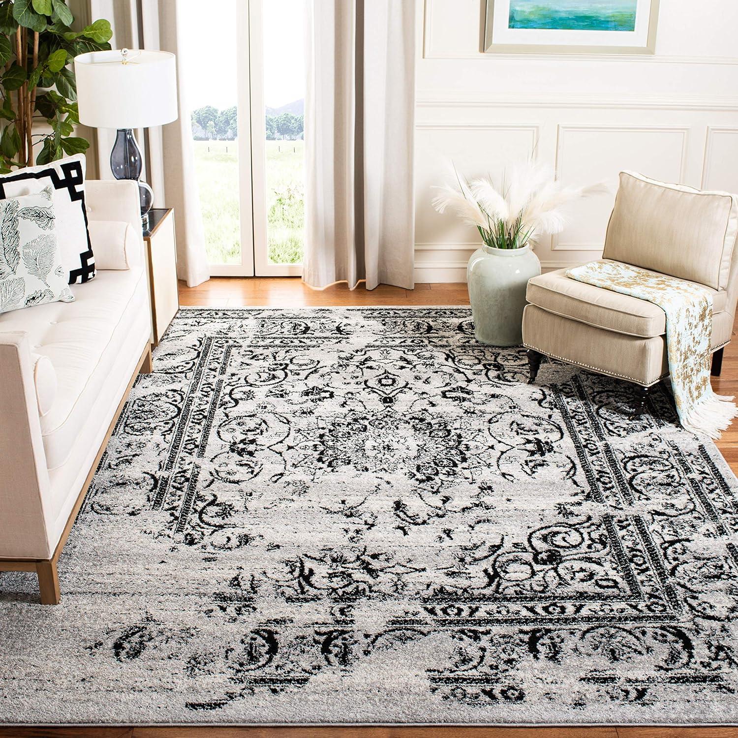 Adirondack ADR101 Power Loomed Area Rug - Silver/Black - 8'x10' - Safavieh.