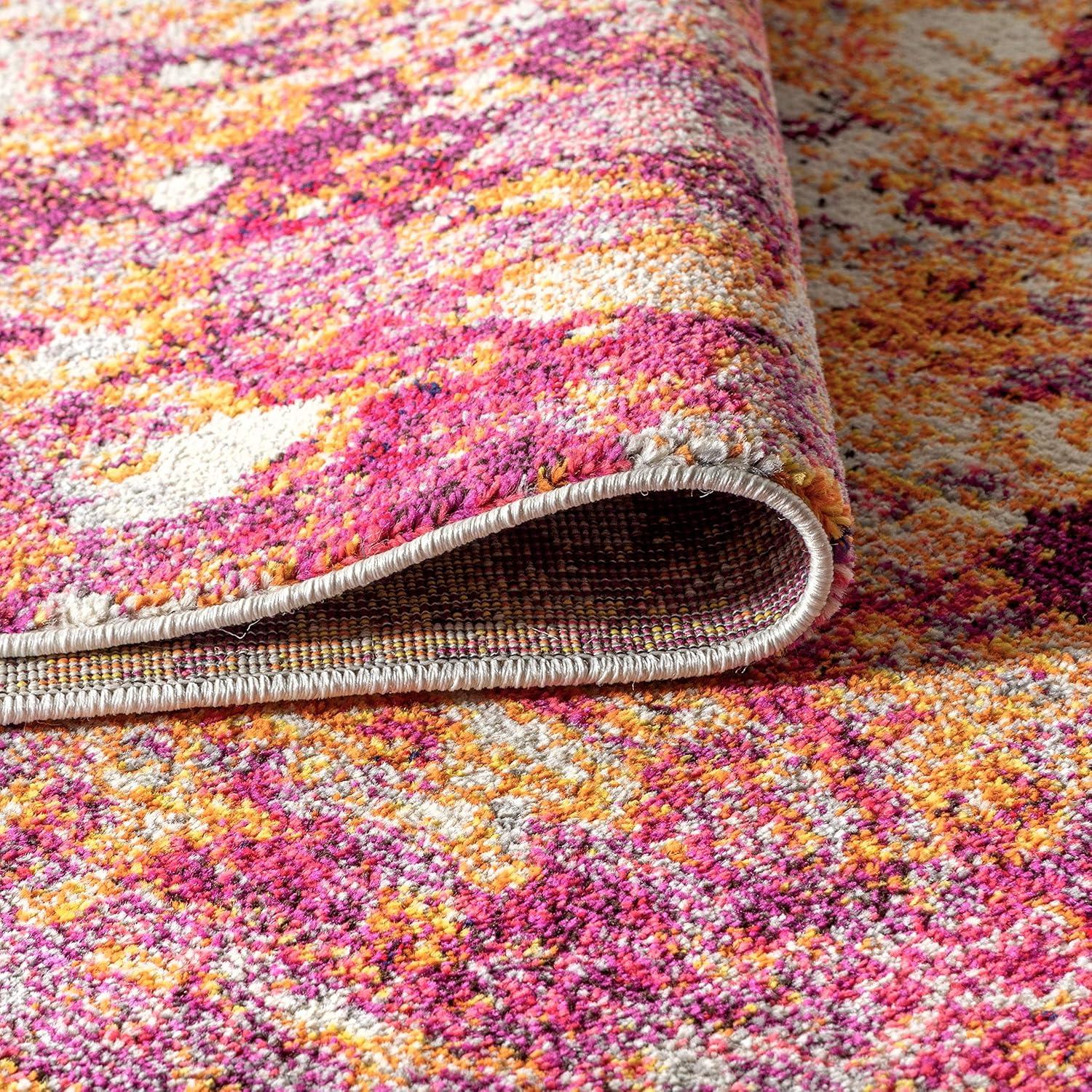 8'x10' Contemporary POP Modern Abstract Area Rug, Pink/Orange - JONATHAN Y