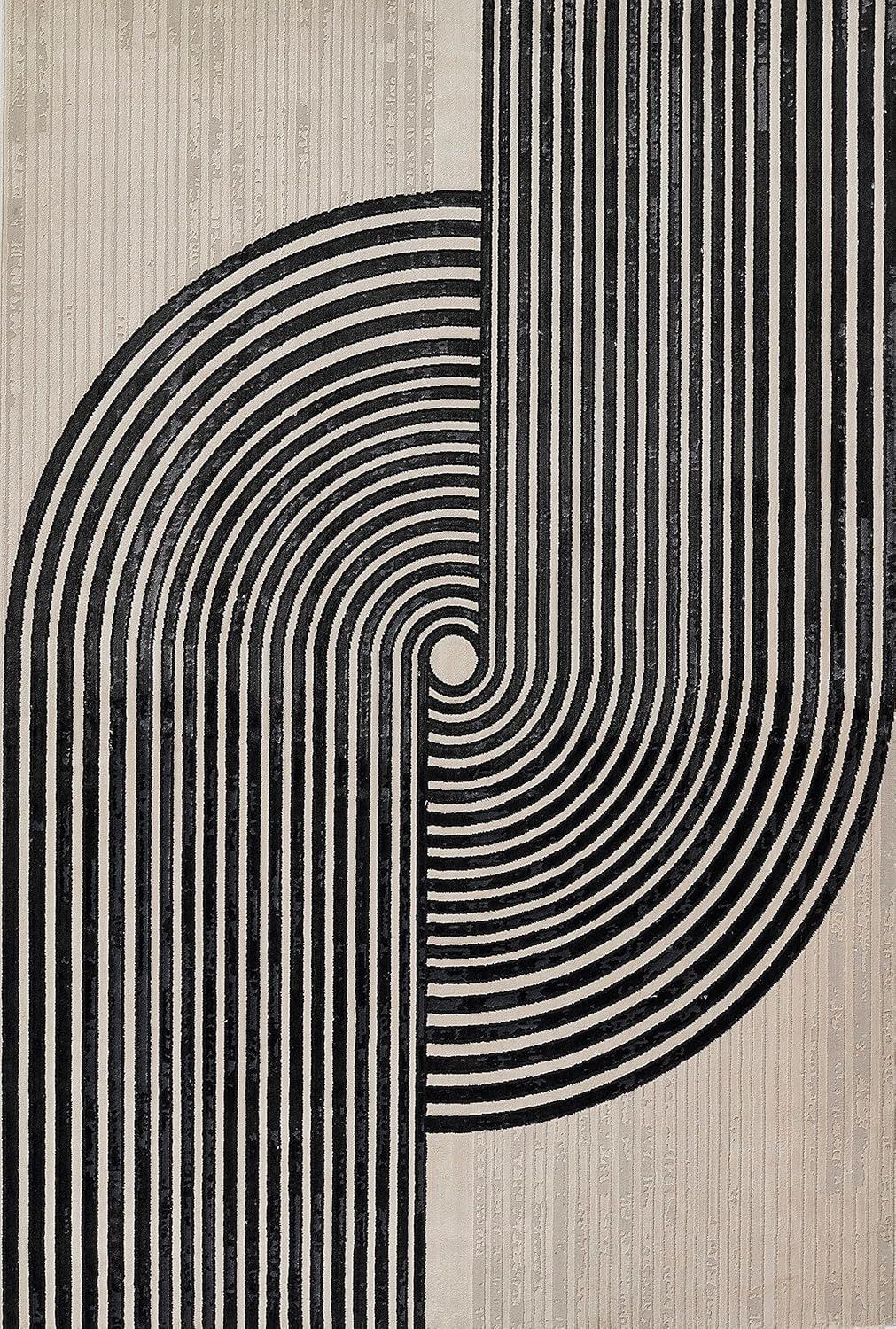 Momeni 7'10"x9'10" Xander Dean Machine Loomed Area Rug Ivory: Geometric Pattern, Low Pile, Indoor Use, Jute Backing