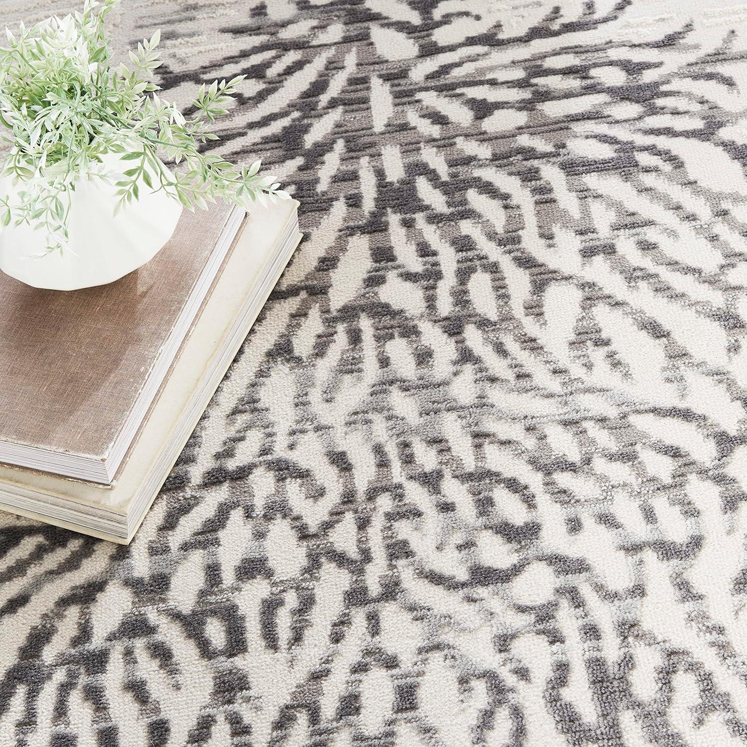 Nourison Pompeii 7'10" x 9'10" Ivory Grey Blue Coastal, Nautical & Beach Indoor Rug
